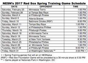 Boston Red Sox spring broadcast schedule