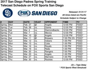 Padres 2017 spring broadcast schedule